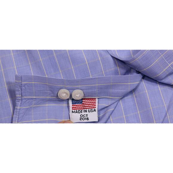 Martin Greenfield Custom Tailored Blue Yellow Plaid FC Dress Shirt (42) 16.5-32 - Picture 7 of 7